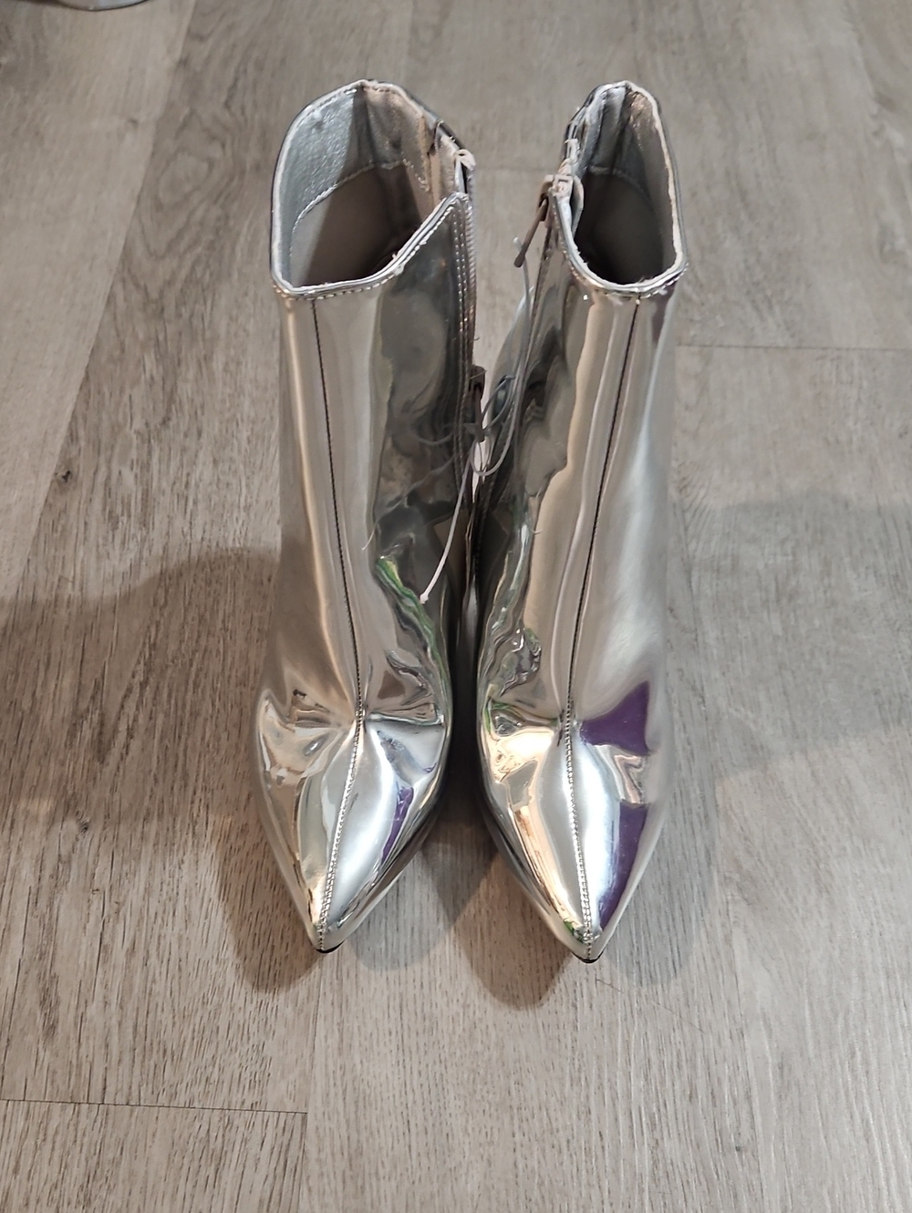 A NEW DAY, Women's Silver Pointed Toe Ankle Boots SIZE 6 1/2"